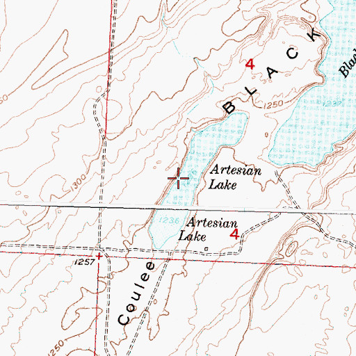 Topographic Map of Artesian Lake, WA