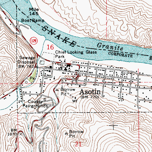 Topographic Map of Asotin, WA