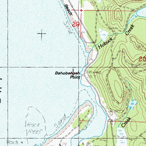 Topographic Map of Bahobohosh Point, WA