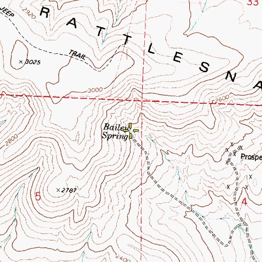 Topographic Map of Bailey Spring, WA