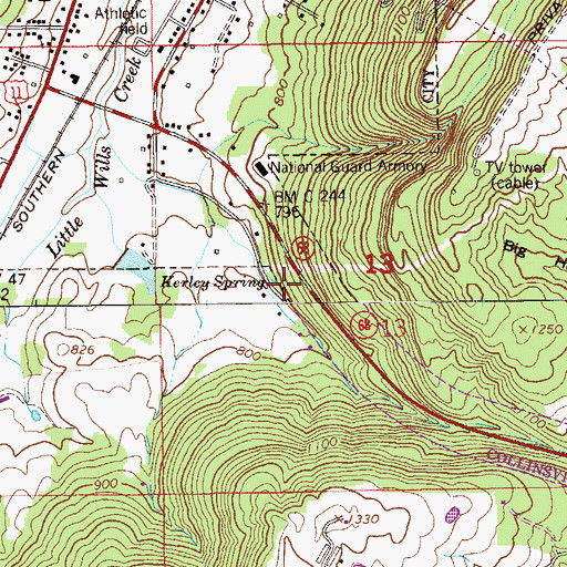 Topographic Map of Kerley Spring, AL