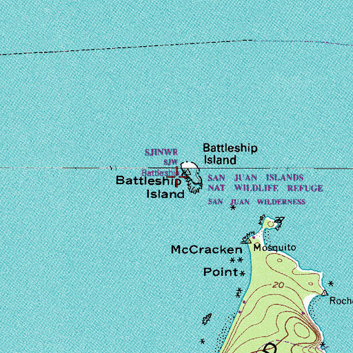 Topographic Map of Battleship Island, WA
