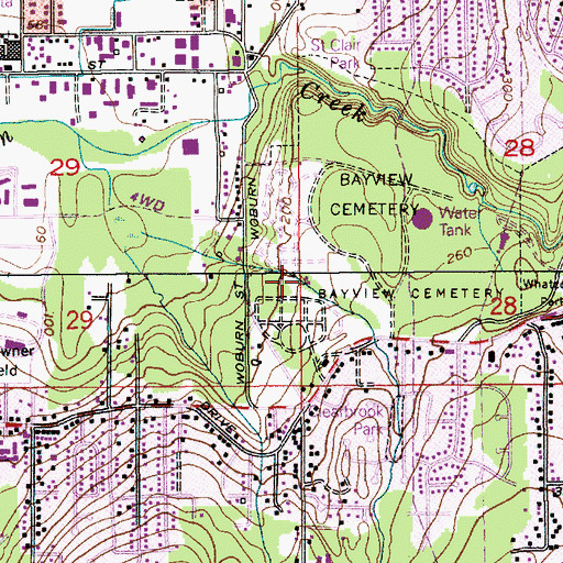 Topographic Map of Bayview Cemetery, WA