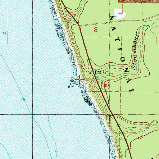 Topographic Map of Beach Trail 6, WA
