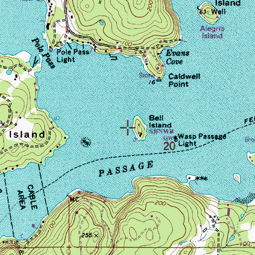 Topographic Map of Bell Island, WA