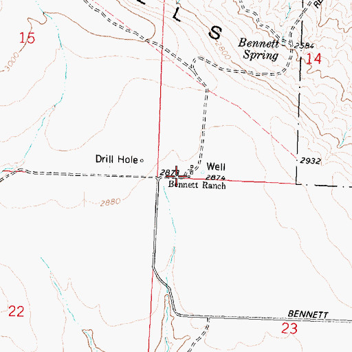 Topographic Map of Bennett Ranch, WA