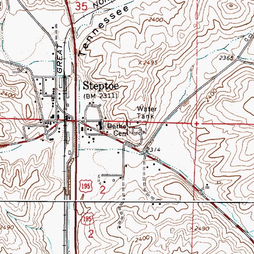 Topographic Map of Bethel Cemetery, WA
