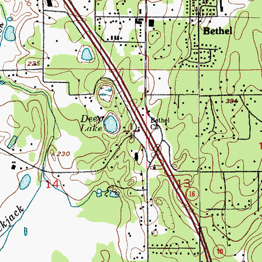 Topographic Map of Bethel Church, WA