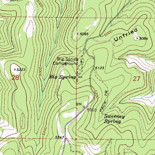 Topographic Map of Big Spring, WA