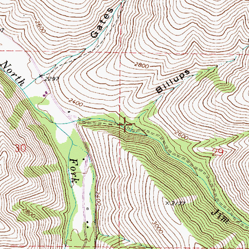 Topographic Map of Billups Gulch, WA