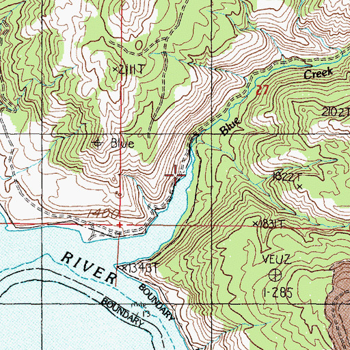 Topographic Map of Blue Creek, WA