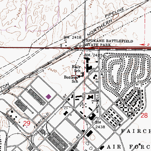 Topographic Map of Botteen School, WA
