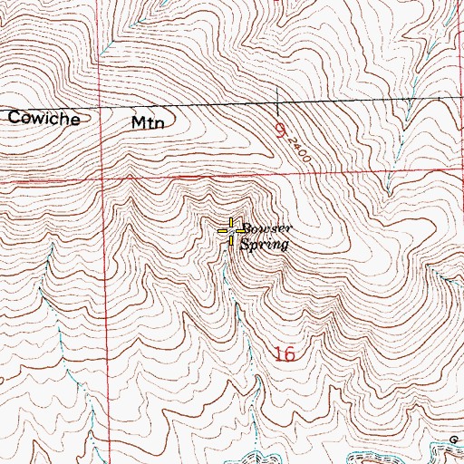 Topographic Map of Bowser Spring, WA