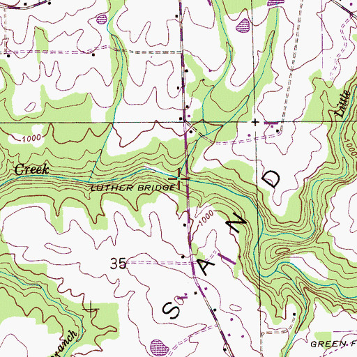 Topographic Map of Luther Bridge, AL