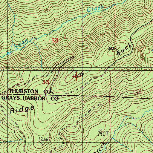 Topographic Map of Buck Ridge, WA