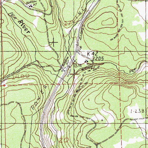 Topographic Map of Butler Creek, WA