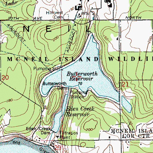 Topographic Map of Butterworth Reservoir, WA