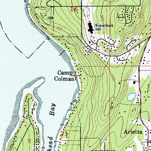 Topographic Map of Camp Colman, WA