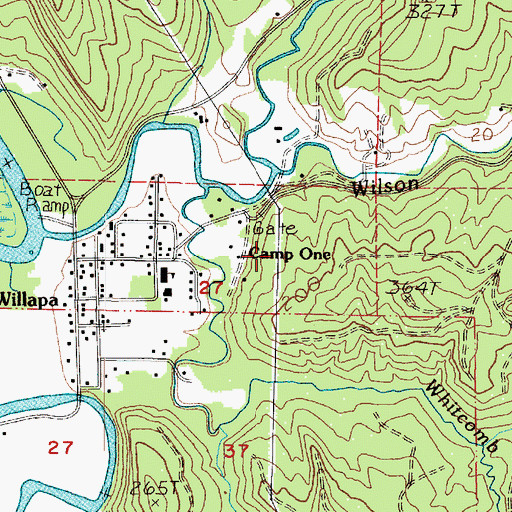 Topographic Map of Camp One, WA