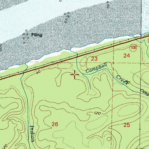 Topographic Map of Campbell Creek, WA