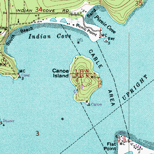 Topographic Map of Canoe Island, WA