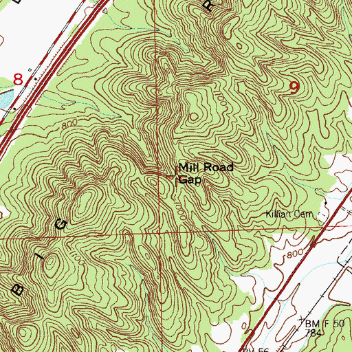 Topographic Map of Mill Road Gap, AL