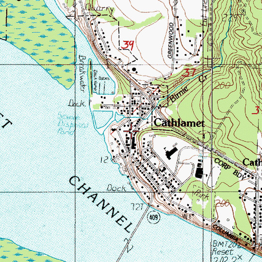 Topographic Map of Cathlamet, WA
