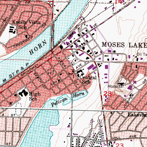 Topographic Map of Central School, WA