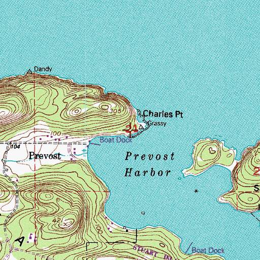 Topographic Map of Charles Point, WA