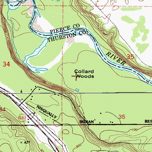 Topographic Map of Collard Woods, WA