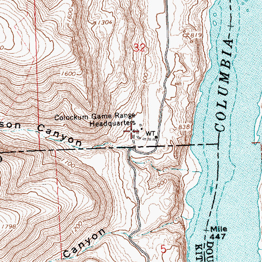 Topographic Map of Colockum Game Range Headquarters, WA