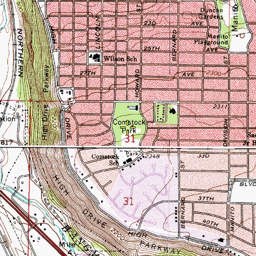 Topographic Map of Comstock Park, WA