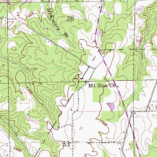 Topographic Map of Mount Zion Missionary Baptist Church, AL