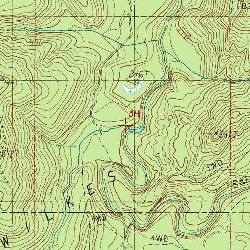 Topographic Map of Cougar Creek, WA