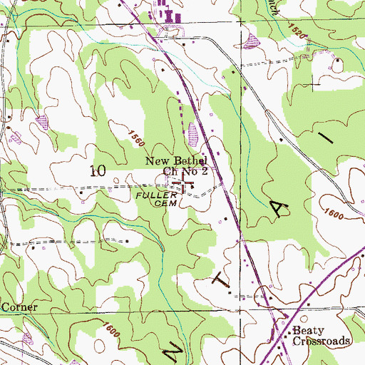 Topographic Map of New Bethel Church Number 2, AL