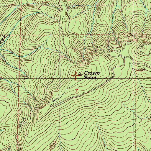 Topographic Map of Crown Point, WA