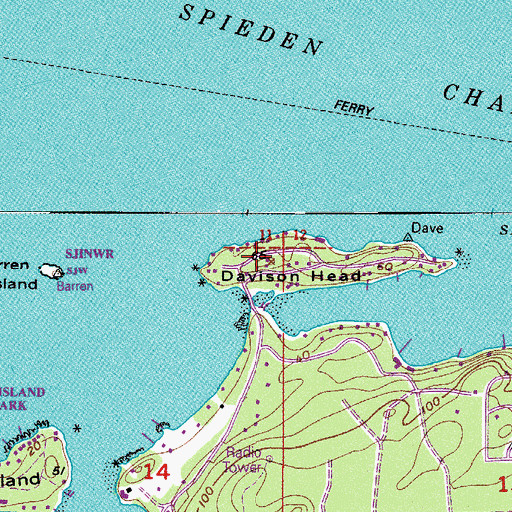 Topographic Map of Davison Head, WA