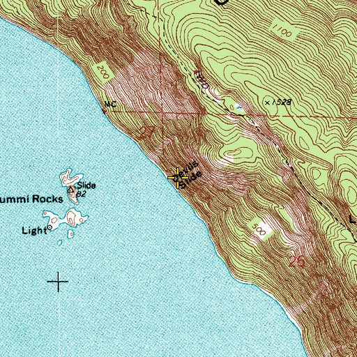 Topographic Map of Devils Slide, WA