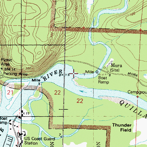 Topographic Map of Dickey River, WA