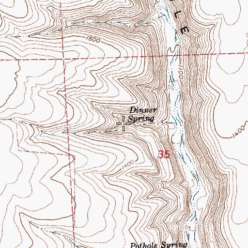 Topographic Map of Dinner Spring, WA