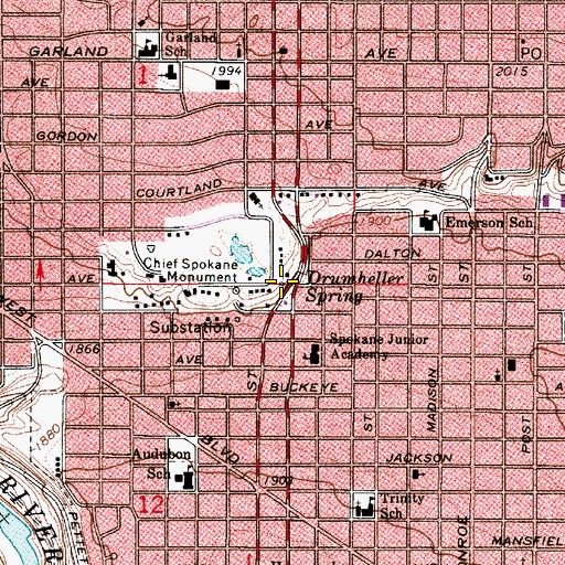 Topographic Map of Drumheller Spring, WA