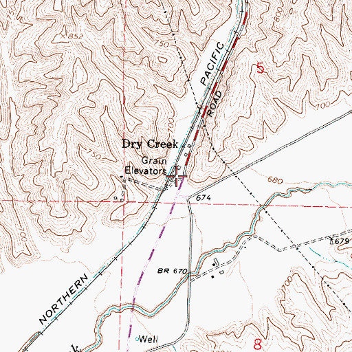 Topographic Map of Dry Creek, WA