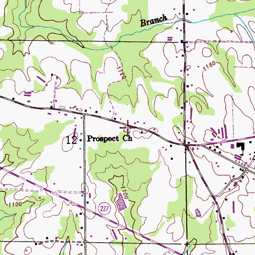 Topographic Map of Prospect Church, AL