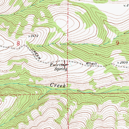 Topographic Map of Fairview Spring, WA