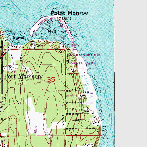 Topographic Map of Fay-Bainbridge State Park, WA