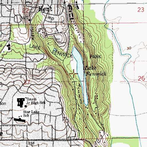 Topographic Map of Lake Fenwick, WA