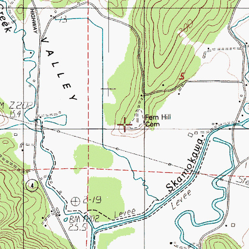 Topographic Map of Fern Hill Cemetery, WA