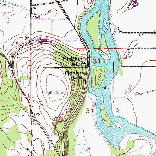Topographic Map of Fiddlers Bluff, WA