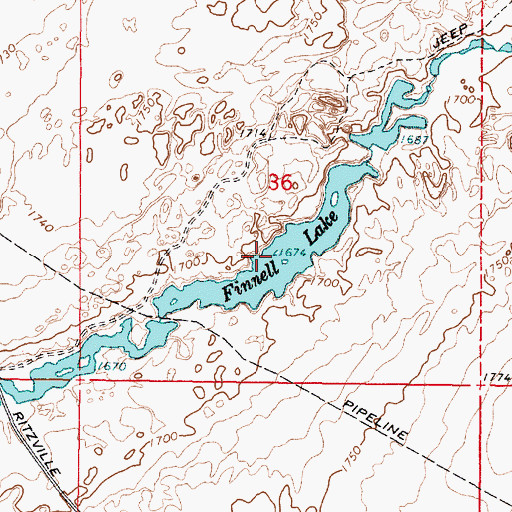 Topographic Map of Finnell Lake, WA