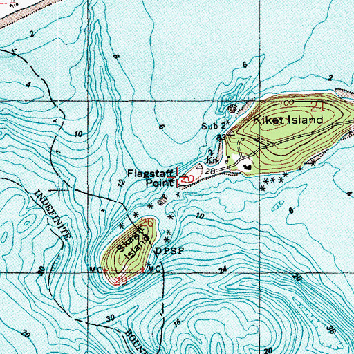 Topographic Map of Flagstaff Point, WA